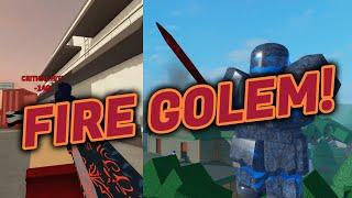 How to get the fire golem badge and skin in roblox arsenal.