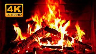 FIREPLACE 4K  Fireplace video with Burning Logs & Fire Sounds. Christmas Fireplace