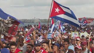 Cubans march in front of the US embassy and Díaz-Canel says the island lives “from day to day"