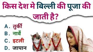 kis desh me billi ki pooja ki jati hai || general knowledge || Question Answer in Hindi ||