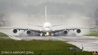 34 SUNNY & RAINY TAKEOFFS and LANDINGS |  Zurich Airport Plane Spotting (ZRH/LSZH) | 4K