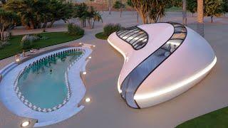 Futurism Organic - Casa Parametrică de Lux cu Grădină Verde și Piscină într-un Peisaj de Vis