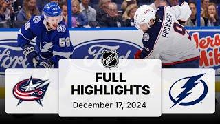 NHL Highlights | Blue Jackets vs. Lightning | December 17, 2024