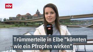 Trümmerteile in Elbe "könnten wie ein Pfropfen wirken" - Hochwassergefahr in Dresden  | ntv