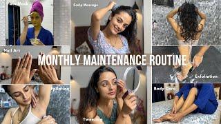 BEAUTY MAINTENANCE ROUTINE : what I do at Home! (Face, Brows, Nails, Hair + Body) || Garima Verma