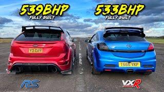 TRUE RIVALS VXR vs RS.. 539HP MK2 FOCUS RS vs 533HP ASTRA VXR