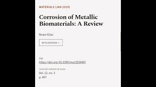 Corrosion of Metallic Biomaterials: A Review | RTCL.TV