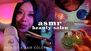 ASMR |  beauty salon roleplay ( haircut, hair coloring, & facial)