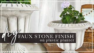 Stone Planter Look for LESS! // Plastic Planter Makeover