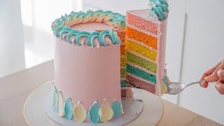 Rainbow Cake. Italian Buttercream