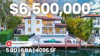 Dream Waterfront Home in Miami for $6.5M in a Coral Gables Gated Community! NO BRIDGES TO BAY!