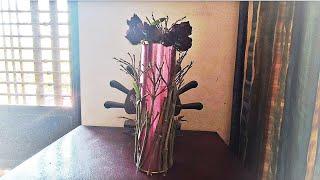 How to use waste bottle cover and dried plants stems for handmade craft🫣⁉️