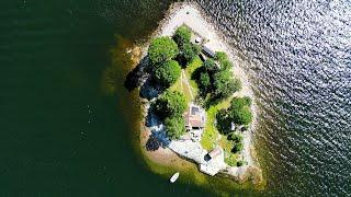 Off Grid family living on island in middle of shipping channel