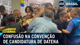 Convenção do PSDB para candidatura de Datena tem confronto com militantes | SBT Brasil (27/07/24)