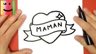 COMMENT DESSINER UN COEUR AVEC UN RUBAN "MAMAN" - TUTO DESSIN