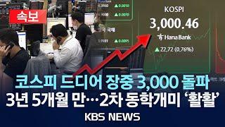 [속보] 코스피 장중 3,000선 돌파…2차 '동학개미운동' 활활/2025년 6월 20일(금)/KBS