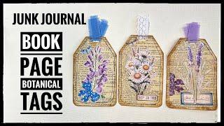 Junk Journal - Book Page Botanical Tags