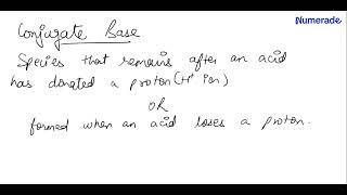 Which of the following is the definition of conjugate base? Select the correct answer below: a base…