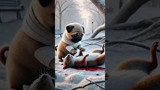 Poor pug was hurted by children,lovely squirrel rescued him#rescue #cute #animals #story #cuteanimal