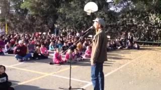 Mr McSweeney performs at EV assembly