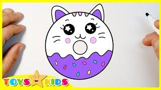 How To Draw A Cute Donut Kitten | Drawing coloring