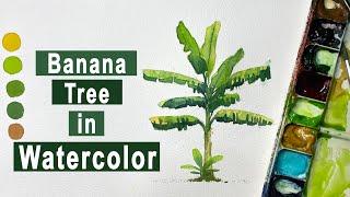 How to paint banana tree in watercolor | Simple banana tree drawing