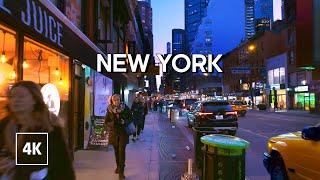 New York Night Walk  Relaxing Sounds of Midtown Manhattan - 4k Travel Walking Tour