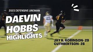 Highlights of 2023 defensive lineman Daevin Hobbs (29-28 win over Cuthbertson)