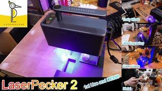 LaserPecker 2 Laser Engraver with electric support track first use and review by Benson Chik