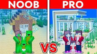 Mikey vs JJ Family - Noob vs Pro: Underwater House Build Challenge in Minecraft