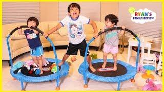 Kids Playing on Toddler Trampoline for the first time!!!