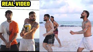 Virat Kohli, Rinku Singh unwind with beach-volley before Super 8s #viratkohli #rinkusingh #worldcup