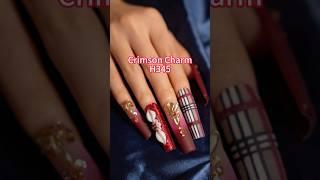 H345 Crimson Charm Handmade Square Nails #Lovful #NailBling #GlamNails #PressOnNails