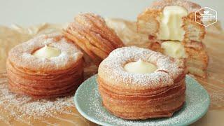 커스터드 크림을 채운 크로넛 만들기 | 크로와상+도넛의 완벽한 조화 | Crispy Cronut with Custard Cream Filling Recipe|Cooking tree