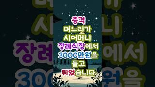 충격 며느리가 시어머니 장례식장에서 3000만원을 들고 튀었습니다