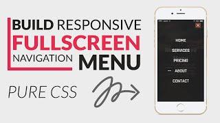 How To Make Fullscreen Overlay Responsive Navigation Menu | HTML & CSS | DesignTorch