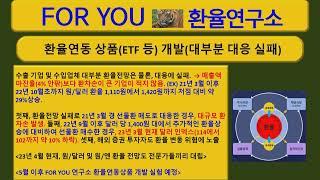 환율연동상품 개발. # 지난 10년 동안 for you 환율연구소 환율 분석 능력 미국, 일본, 유럽, 한국 포함해 상위 1% 임을 증명. # 환율상품 개발을 위한 실험 예정