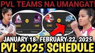 PVL GAME SCHEDULE JANUARY 18- FEBRUARY 22, 2025 | PVL OUTSTANDING TEAMS 2024 #pvlschedule #pvlupdate