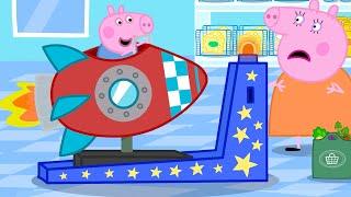 George Pig Drives NEW Rocket Ride |Peppa&George:Shop Toy Rollercoaster| Tales Full Episode 20 Mins