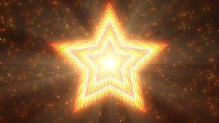 Bright Golden Colorful Glowing Neon Spinning Interleaved Stars Rotate 4K Video Effects HD Background