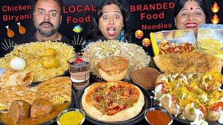 LOCAL vs BRANDED Food Challenging Video with Punishment Mio amore vs Dominos Pizza vs Wow Momo