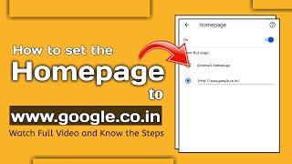 How to Set the Home Page to www.google.co.in ?