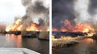 Man Captures Fire On Lake Balkhash