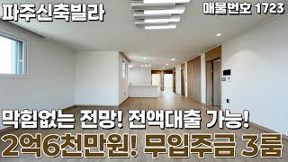[파주신축빌라] 막힘없는 전망! 분양가 2억6천만! 무입주금 전액대출 가능한 파주빌라 [무입주][입주금0원][실입주금0원][파주3룸][신축빌라대출][디딤돌대출][여유자금대출]