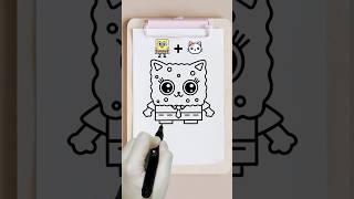 Spongebob + Cat = SpongeCat combination drawing tutorial