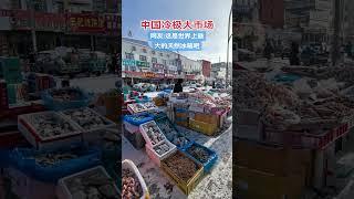 东北大市场，室外堆满了各种冻货，网友调侃说，这也许就是世界上最大的天然冰箱吧！#东北 #大兴安岭 #东北人 #东北天然大冰箱 #乡愁记忆