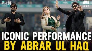 Abrar Ul Haq lights up the stage with his performance during #QGvLQ at Gaddafi Stadium Lahore ️