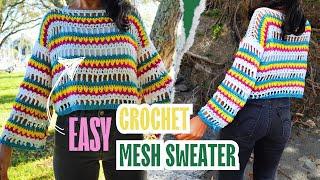 Easy crochet mesh sweater tutorial for any sizes| beginner friendly