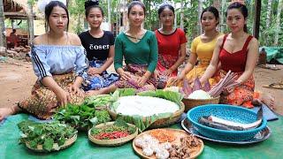 Yummy cooking traditional noodle cake in Cambodia with my family