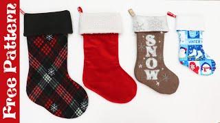 Sew a 15 Minute EASY CHRISTMAS STOCKING - Detailed Instructions - Fully Lined, Fold over cuff.